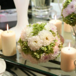 Flower and candle decoration for a wedding